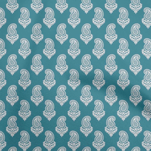 oneOone Tissu Polyester Lycra Bleu Sarcelle Tissu pour Robe Tissu Imprimé au Mètre 56 Pouces de Large