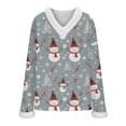 thumbnail image 5 of Christmas Sweater Women Fuzzy V-Neck Shirts Christmas Pattern Sweatshirt Holiday Loose Causal Sweatshirts Xmas Outfits Loose Holiday Pullover Shirts, 5 of 6
