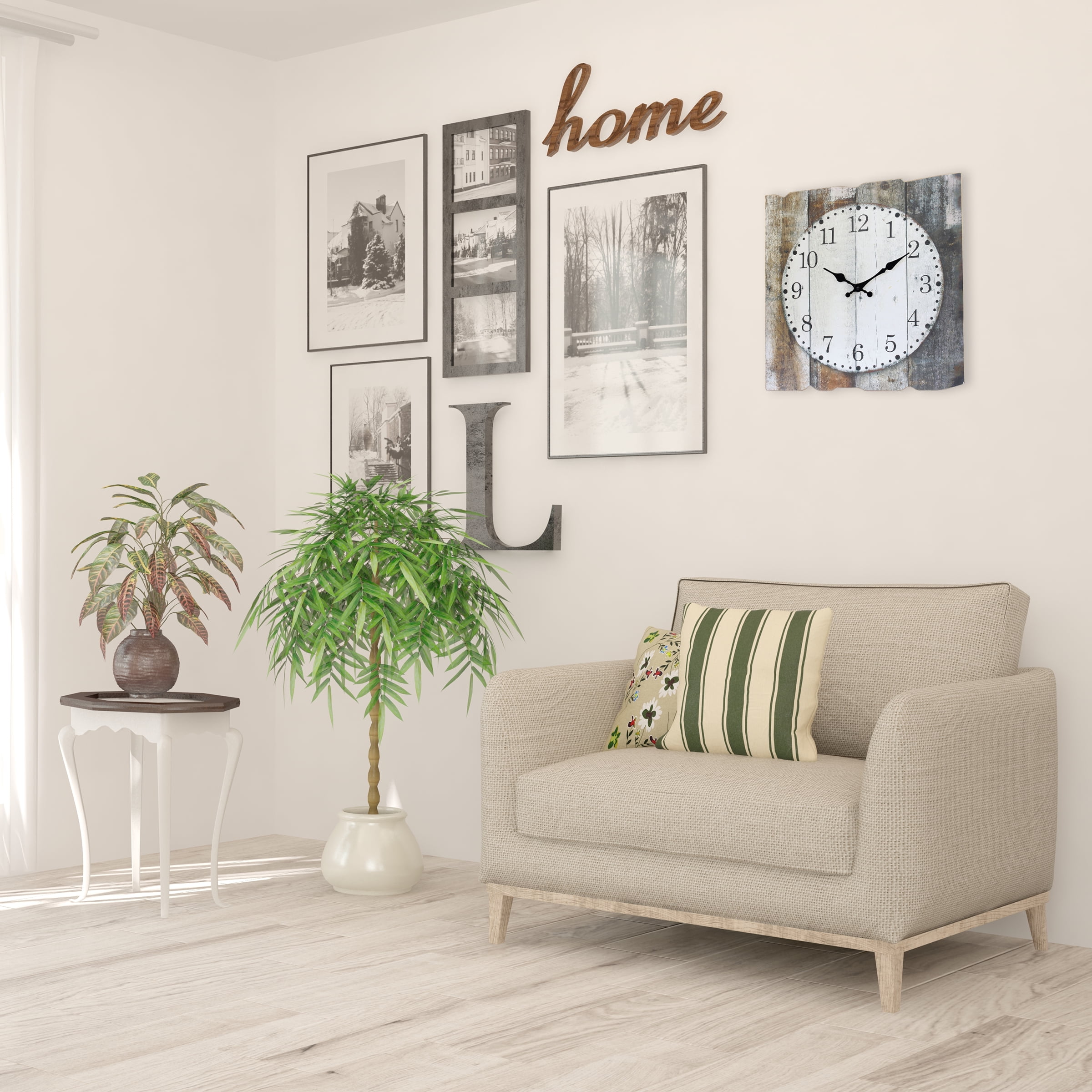 Stonebriar 15.7" Brown Analog Square Farmhouse Battery Operated Wall Clock