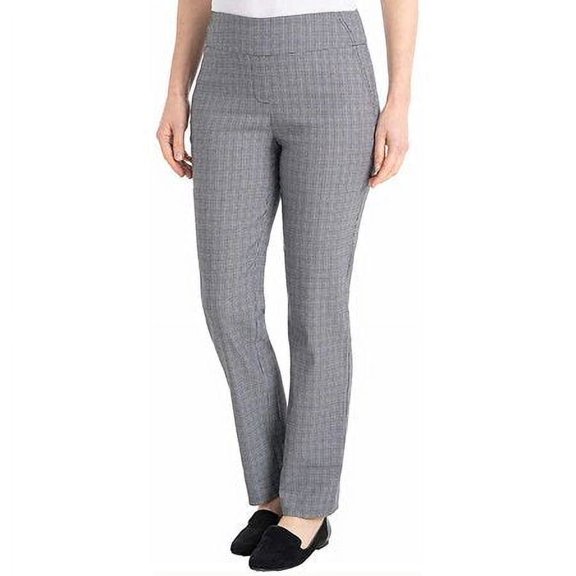 Hilary Radley Ladies' Pull-on Pant with Tummy Control Size: M, Color: Black/Off-White/Gray Combo