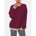 thumbnail image 3 of SUNSIOM Sweat-Shirt Rayé pour Femmes Contraste Couleur Manches Longues Col Rond Pull Décontracté Surdimensionné, 3 of 6