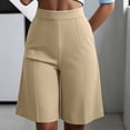 thumbnail image 2 of oqasdz Women's High Waisted Bermuda Dress Shorts Tailored Straight Leg Solid Color Work Shorts Business Summer Casual Office, 2 of 7