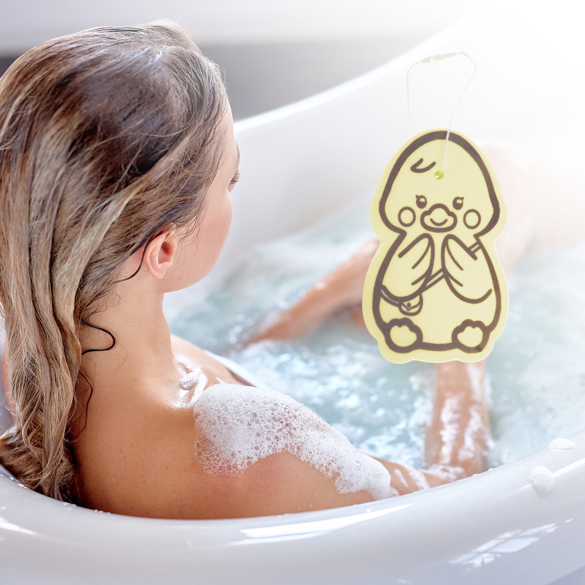 Unique Bargains Cartoon Bath Sponge Brush  4.53"x2.76"x1.1" Lemon Yellow