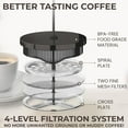 thumbnail image 3 of Cafe Du Chateau Cafetera de prensa francesa de acero inoxidable – Cafetera de prensa de café versátil de 34 oz con filtración de 4 niveles, sin BPA, prensa francesa de acero inoxidable, 3 of 5
