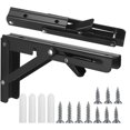 thumbnail image 4 of Heavy Duty Folding Shelf Brackets - 8, 10 & 12 - Wall Mounted for Bench Table with Screws, 4 of 5