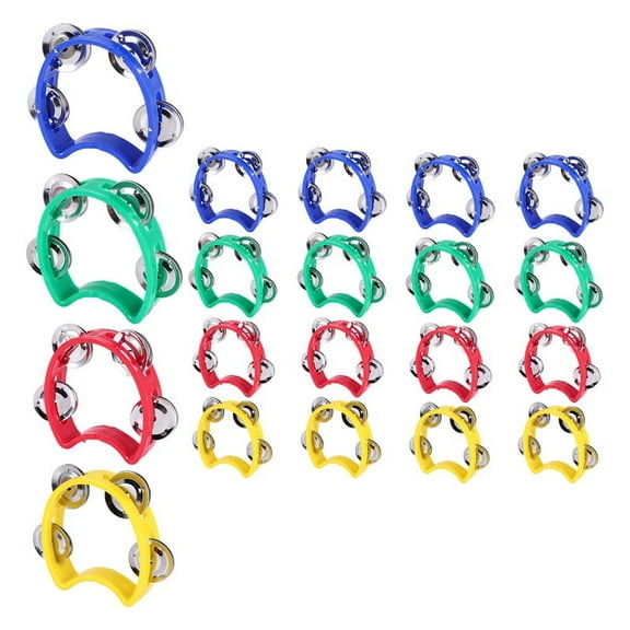 20Pcs Plastic Tambourine Musical Instruments, Mini Handheld Tambourines,Percussion Rhythm Musical Instruments