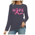 thumbnail image 1 of MKLEKYY Hauts Ajustés pour Femmes T-Shirt à Manches Longues Imprimé Mois de la Prévention du Cancer Col Rond Décontracté pour Femmes, 1 of 3