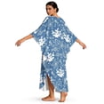 thumbnail image 2 of Xixirimido Koi Fish Corals Blue Print Womens Kaftan Dresses Long Caftans Plus Size Batwing Sleeve Swimsuit Coverup V Neck Summer Beach Dress, 2 of 7