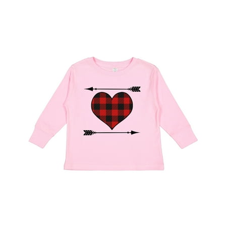 

Inktastic Buffalo Plaid Valentines Day Heart Gift Toddler Boy or Toddler Girl Long Sleeve T-Shirt