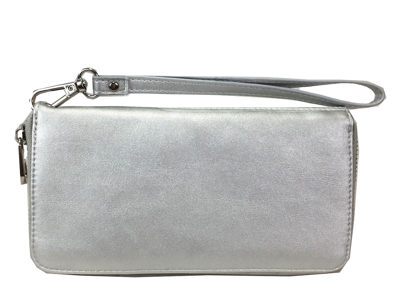 ZzFab Gem Wallet Matching Rhinestone Wallet for Sparkle Purse Silver with Wristlet Strap