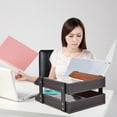 thumbnail image 3 of Leather Desk File Supply Organizer,Stackable Office File Document Tray for Files, Folder, Stationery, Magazine, Newspaper, Mail, Home Sundries Desktop Organization Holder,Coffee, 3 of 5