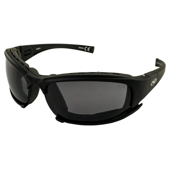 Global Vision Assault Motorcycle Sunglasses Safety Glasses ANSI Z87.1 Convertible to Goggles Black Frame w/ Smoke Lens
