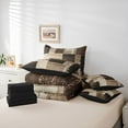 thumbnail image 6 of Manfei Modern Geometeic Square 7-Piece Bedding Comforter Set,Abstract Plaid King Bedding Sets,Brown Beige Bed Sheets For Teens,Breathable Home Decor Reversible, 6 of 8