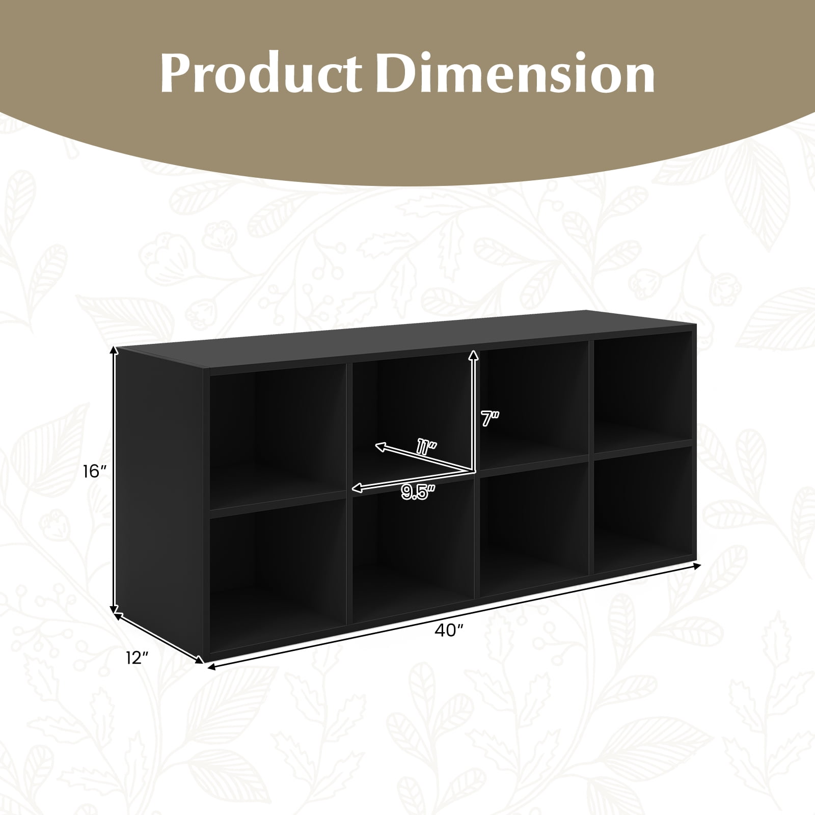 Giantex 8-Cubby Shoe Storage Bench, Entryway Shoe Rack Organizer, Multifunctional Bed End Bench, Black