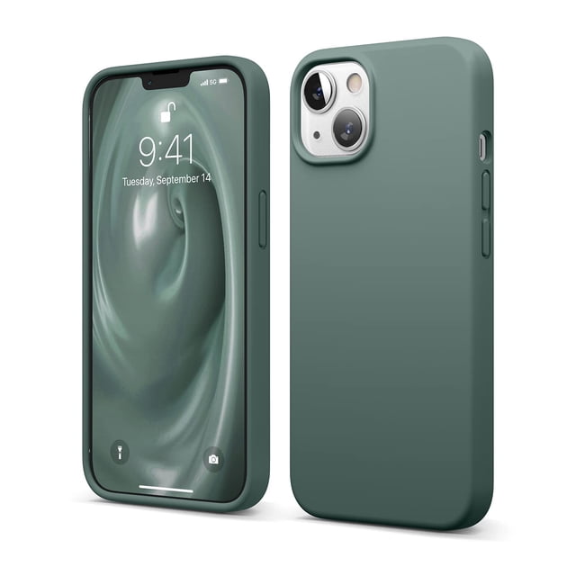 Funda de silicona líquida Elago para iPhone 13 de 6.1 pulgadas, color verde oscuro
