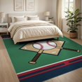 thumbnail image 3 of ODIKA 8'x10' Washable Area Rug Baseball Field Sport Design With Crossed Bats Ball And Stitched Seam Accents for Dining Room, Large Office, Lounge, Non-Slip Chair-Friendly Mat, 3 of 7