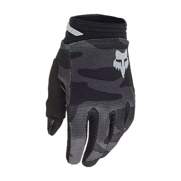 Fox 180 BNKR Youth Gloves (Medium, Black Camouflage)