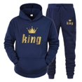 thumbnail image 3 of Moda manga larga KING y QUEEN trajes con capucha estampados Otoño Invierno pareja Sudadera con capucha + Pantalones traje de 2 piezas, 3 of 6