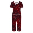 thumbnail image 5 of TIMIFIS Ensembles de Pyjama pour Femmes 2 Pcs - Pyjamas de la Saint-Valentin pour Femmes - Ensembles de Pyjamas pour Dames Manches Courtes Col Rond Haut et Pantalons Capris Ensembles de Détente, 5 of 5