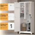 thumbnail image 6 of Marcree 73" Metal Storage Cabinet with Lockable Doors, Functional Garage Storage Cabinets, Heavy-Duty Tool Organization Cabinet with Hanging Rod & S-Hooks, White, 6 of 7
