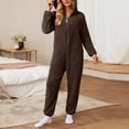 thumbnail image 2 of MGDXOX Women's Fuzzy Onesie Pajamas Warm Zipper Hooded Jumpsuit Sherpa Pj Romper One Piece Sleepwear Soft Plush Loungewear Coffee S, 2 of 6