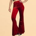 thumbnail image 2 of Arlun,Women's Oversized High Waisted Velvet Flared Pants Trendy Stretchy Solid Color Business Casual Trousers Ladies Elegant Elastic Waisted Baggy Lounge Joggers Red XL, 2 of 5
