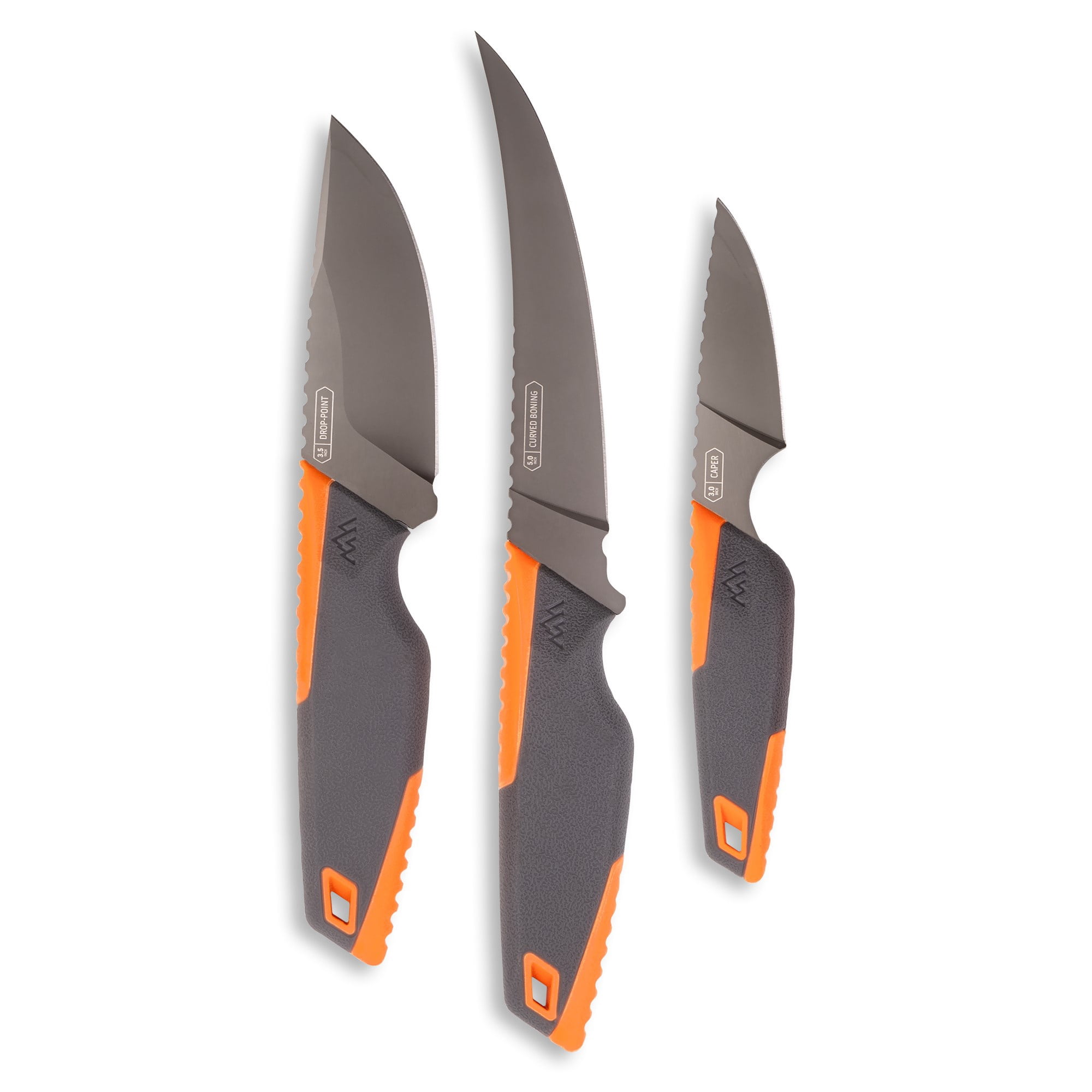Outdoor Edge Vantex 4-Piece Processing Kit- Includes Drop Point, Caping, Boning Blades, and 2 Stage Sharpener
