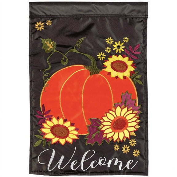 Magnolia Gardens M011633 13 x 18 in. Welcome Pumpkin Polyester Garden Flag