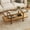 Oak, variant on General Rattan Coffee Table, 47.5" Rectangle Solid Wood Tea Table w/Tempered Glass Tabletop, Rattan Storage Shelf, 2-Tier Boho Coffee Tables, Farmhouse Center Table for Living Room (Black)