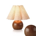 thumbnail image 7 of Vintage Wood Grain Table Lamp, Farmhouse Mini Bedside Lamp with Scalloped Shade for Small Spaces, Bedroom &,Home Decor, 7 of 7