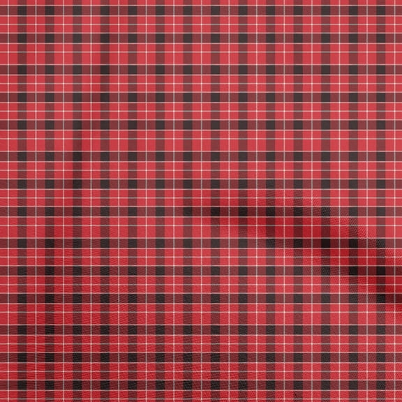 oneOone Viscose Chiffon Red Fabric Check Diy Clothing Quilting Fabric Print Fabric By Yard 42 Inch Wide