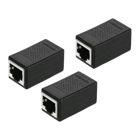 3PCS RJ45 Ethernet Coupler, Ethernet Coupler Female to Female in Line Cat7 Cat6 Cat5e Cat5 Extender Cable Adapter, Black