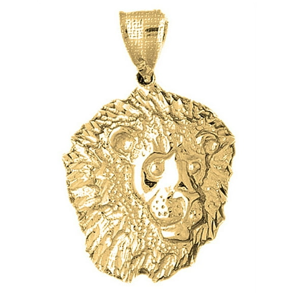 18K Yellow Gold Lion Head Pendant - 47 mm