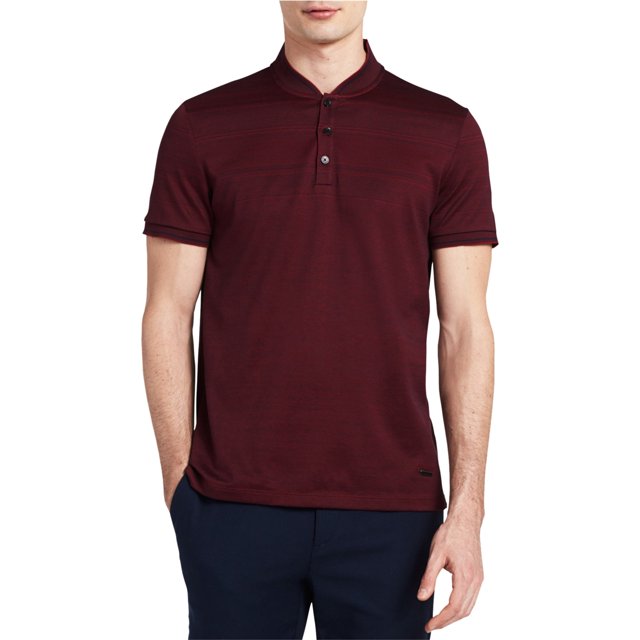 Calvin Klein Camiseta Henley texturizada para hombre, rojo, pequeño Calvin Klein henley