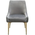 thumbnail image 2 of 24 Inch Pleated Dining Side Chair Set of 2 Smooth Gray Velvet Upholstery, 2 of 6