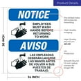 thumbnail image 3 of Employees Hand Washing Sign, Bilingual Spanish English,, 3 of 8