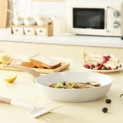 Vkoocy 6pcs Nonstick Ceramic Cookware Set, Non Stick Pots and Pans Set White Granite pattern