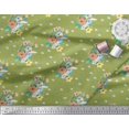 thumbnail image 2 of Soimoi Green Velvet Fabric Artistic Floral Print Sewing Fabric Yard 58 Inch Wide, 2 of 3