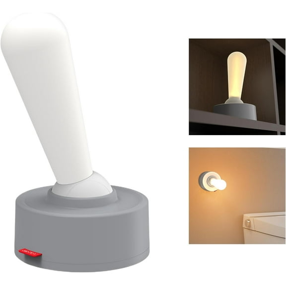 Lever Light LED Night Light:Novelty Control Stick Lamp,Adjustable Brightness Creative Switch Lamp,Cute Room Decor Ambient Lighting,USB Rechargeable Desk Lamp for Bedroom Bedside Office (Gray)