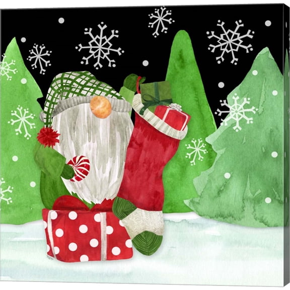 Great Art Now Gnome for Christmas IV-Gnome Stocking by Tara Reed, Canvas Wall Art, 12W x 12H