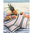 thumbnail image 3 of Pack of 2 Outdoor Pillow Covers, Pink and Grey Striped Rectangular Geometric Waterproof Square Throw Pillowcase Cushion Decorative Pillow Covers for Couch Patio Tent, 26x26 in, 3 of 6