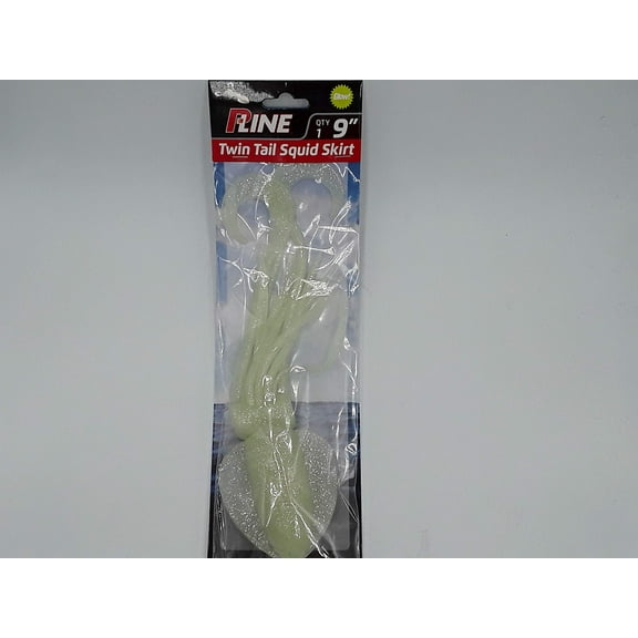 P-Line PTTS90-314 Twin Tail Squid 9" Natural Glow Glitter