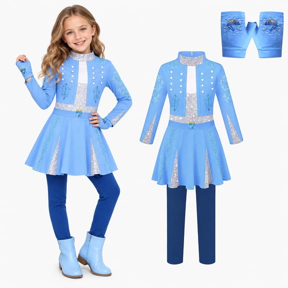 Blue Halloween Costumes Rise of Red Cosplay 2Pcs, Jumpsuit and Gloves Outfit, Dress-Up Apparel for Anime Themed Party Events