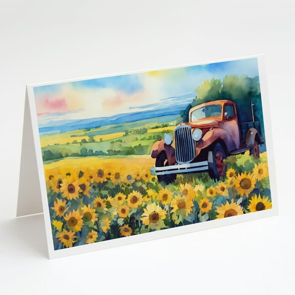 Kansas Sunflowers in Watercolor Greeting Cards and Envelopes Pack of 8 7 in x 5 in