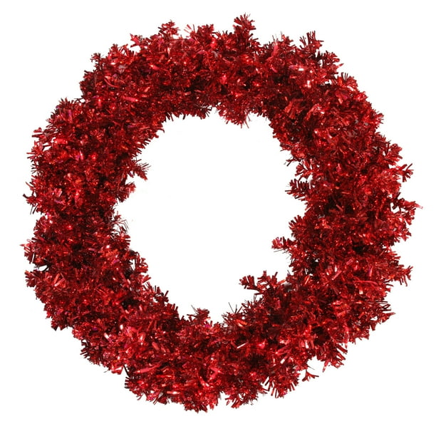 Vickerman 36" Prelit Red Hot Wide Cut Tinsel Artificial Christmas