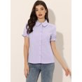 thumbnail image 3 of Blusa de algodón Allegra K con volantes y cuello vuelto Morado Claro S, 3 of 6