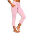 thumbnail image 2 of Utoimkio Women's Capri Flare Yoga Pants Fold Over High Waist Stretchy Cropped Bootcut Trousers with Side Pockets for Workout Lounging, 2 of 9