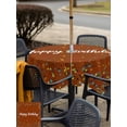 thumbnail image 4 of Outdoor Tablecloth with Umbrella Hole and Zipper, Happy Birthday Square Table Cloth 54x54 Inch Waterproof Tablecloth, Brown Modern Abstract Art Picnic Table Cover for Patio Camping, 4 of 7