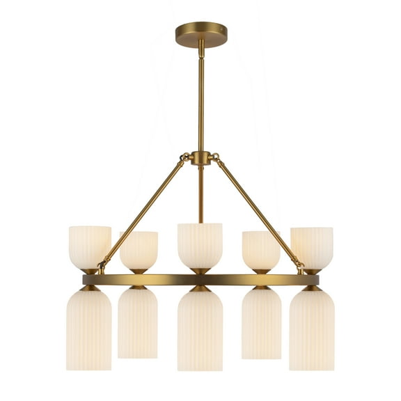 Alora Lighting Ch442626 Nelly 10 Light 26" Wide Chandelier - Brushed Gold / Glossy Ribbed