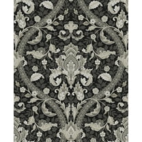 Nextwall Ebony & Cliffside Acanthus Ogee Peel And Stick Wallpaper - 20.9 in. W x 18 ft. L Roll